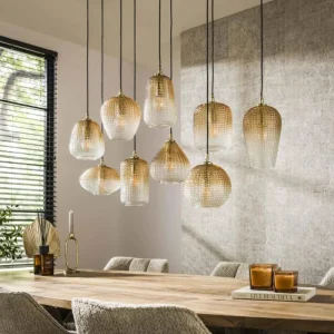 hofstein Escusa Suspension Anthracite, 9 lumières* Lampes En Verre