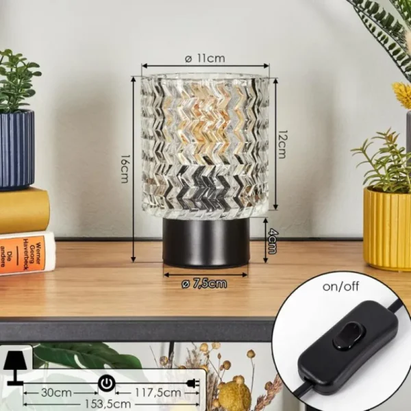 hofstein Falgorosa Lampe à poser Noir, 1 lumière* Lampes En Verre