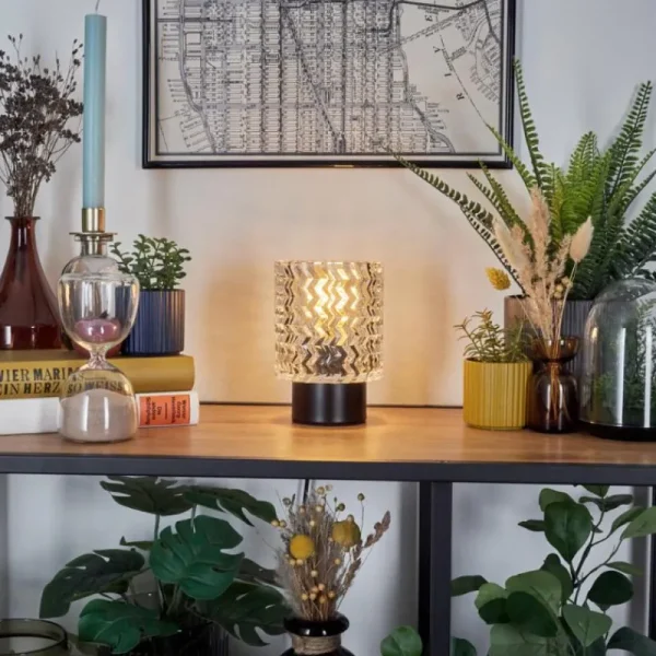 hofstein Falgorosa Lampe à poser Noir, 1 lumière* Lampes En Verre