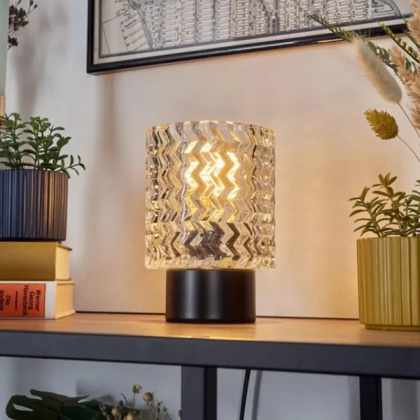 hofstein Falgorosa Lampe à poser Noir, 1 lumière* Lampes En Verre