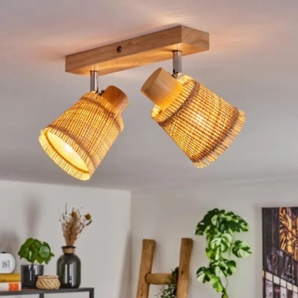 hofstein Fallhagen Plafonnier Chrome, Écru, 2 lumières* Lampes Modernes