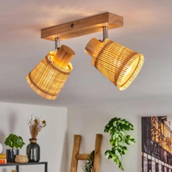 hofstein Fallhagen Plafonnier Chrome, Écru, 2 lumières* Lampes Modernes