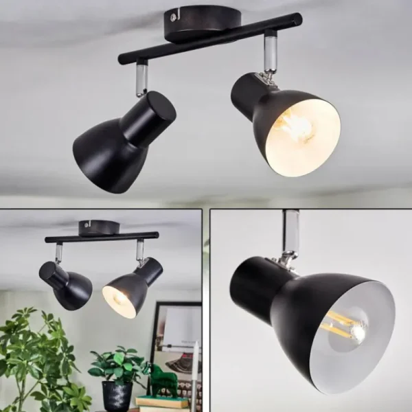 hofstein Farel Plafonnier, Spot de plafond Chrome, Noir, 2 lumières* Lampes Modernes