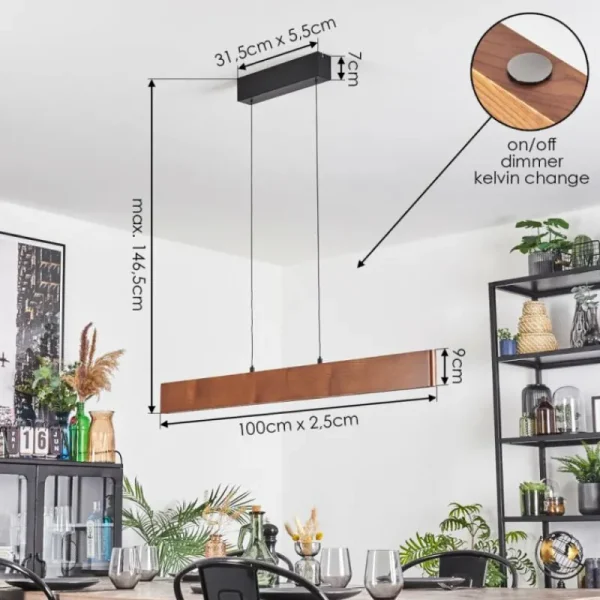 hofstein Fugelsta Suspension, Suspension LED Noir, 1 lumière* Lampes Modernes