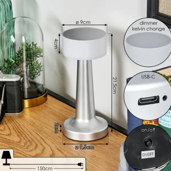 hofstein Gallboda Lampe à poser LED Argenté, 1 lumière* Lampes Modernes