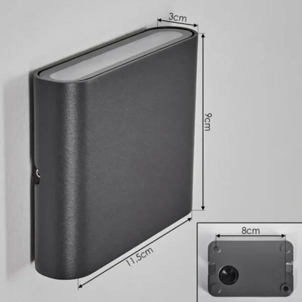 hofstein Gamas Lampe murale d´extérieur, Luminaire de salle de bain, Luminaire Up & Down, Applique murale LED Anthracite, 1 lumière* Lampes Modernes