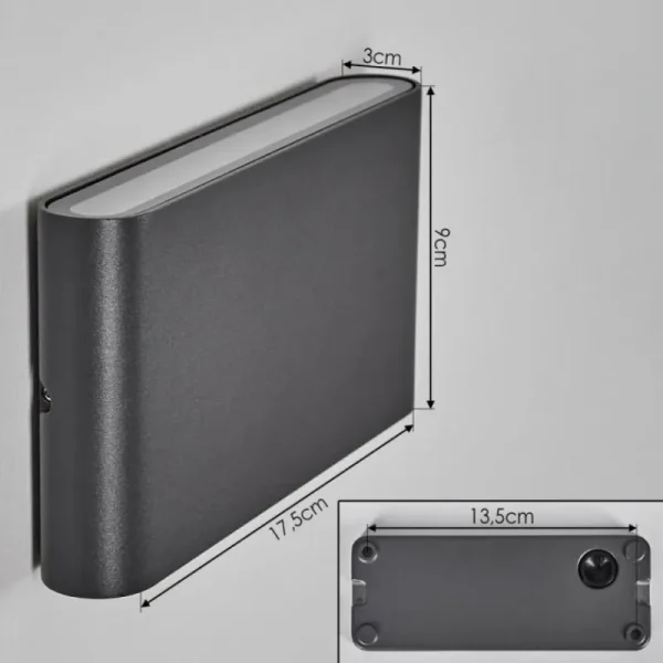 hofstein Gamas Lampe murale d´extérieur, Luminaire de salle de bain, Luminaire Up & Down, Applique murale Anthracite, 1 lumière* Lampes Modernes