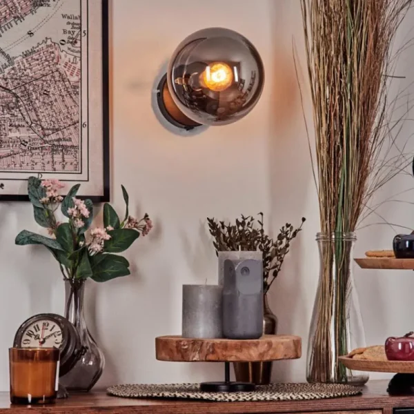 hofstein Gastor Boule lumineuse, Applique murale, Spot mural Fumé, 1 lumière* Lampes Modernes