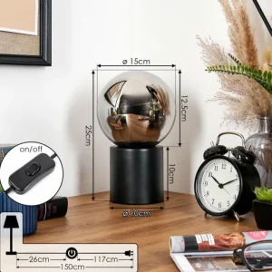 hofstein Gastor Boule lumineuse, Lampe de bureau, Lampe à poser Chrome, Fumé, 1 lumière* Lampes Modernes