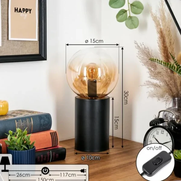hofstein Gastor Boule lumineuse, Lampe de bureau, Lampe à poser Ambre, Clair, 1 lumière* Lampes En Verre
