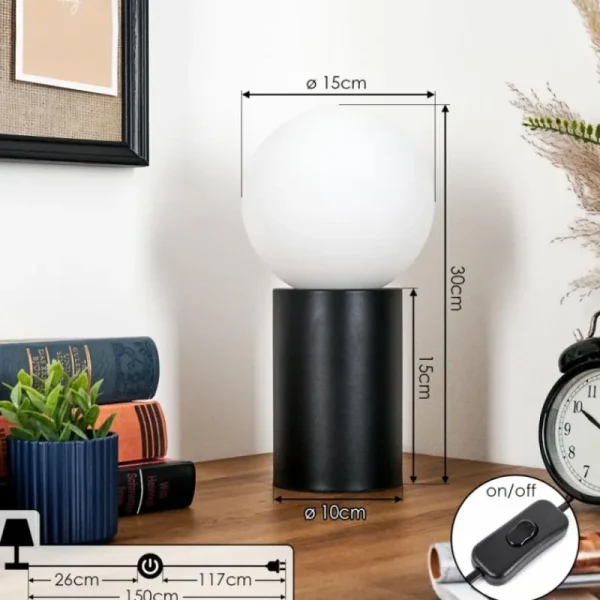 hofstein Gastor Boule lumineuse, Lampe de bureau, Lampe à poser Blanc, 1 lumière* Lampes En Verre