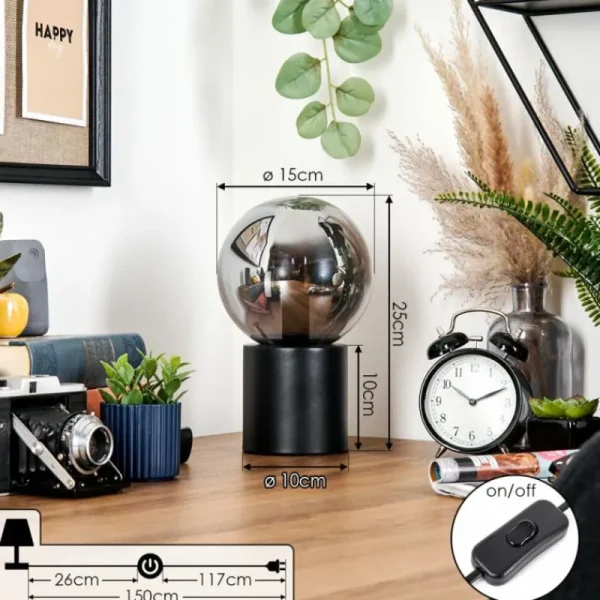 hofstein Gastor Boule lumineuse, Lampe de bureau, Lampe à poser Fumé, 1 lumière* Lampes Modernes