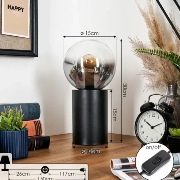 hofstein Gastor Boule lumineuse, Lampe de bureau, Lampe à poser Clair, Fumé, 1 lumière* Lampes Modernes