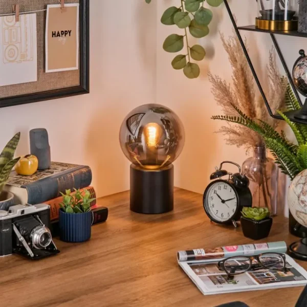 hofstein Gastor Boule lumineuse, Lampe de bureau, Lampe à poser Fumé, 1 lumière* Lampes Modernes