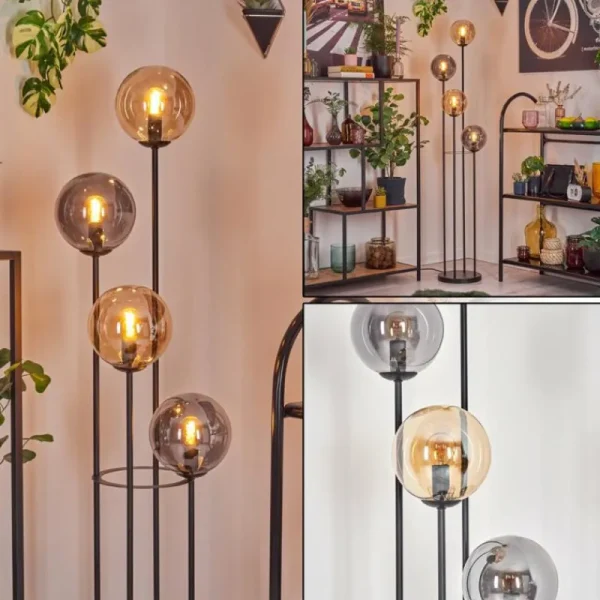 hofstein Gastor Lampadaire 30 cm Ambre, Fumé, 4 lumières* Lampes Modernes