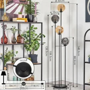 hofstein Gastor Lampadaire 30 cm Ambre, Fumé, 4 lumières* Lampes Modernes