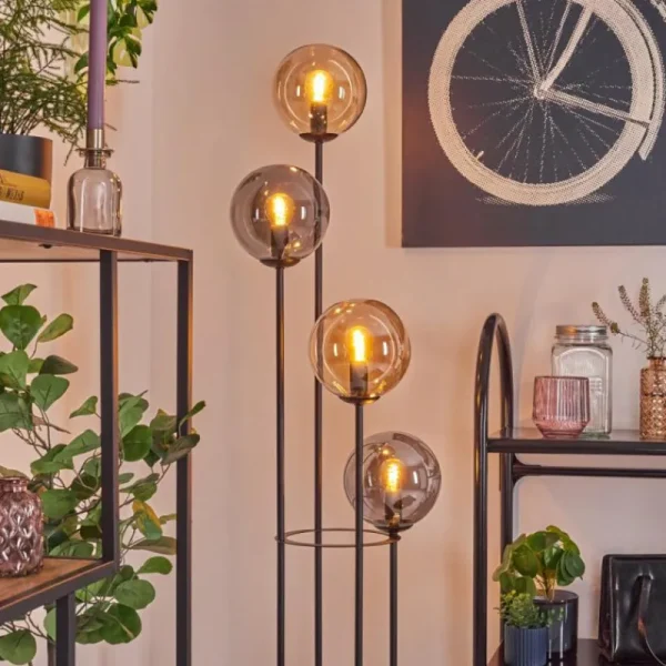 hofstein Gastor Lampadaire 30 cm Ambre, Fumé, 4 lumières* Lampes Modernes