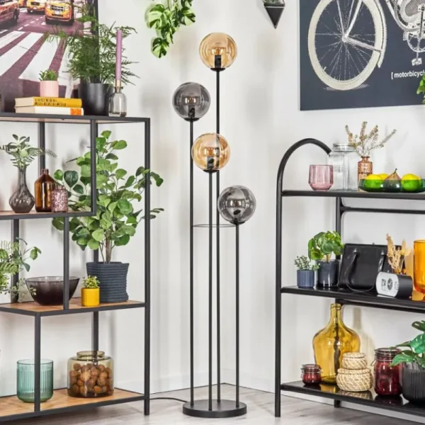 hofstein Gastor Lampadaire 30 cm Ambre, Fumé, 4 lumières* Lampes Modernes
