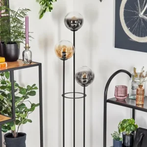 hofstein Gastor Lampadaire 30 cm Bois foncé, Noir, 3 lumières* Lampes Modernes