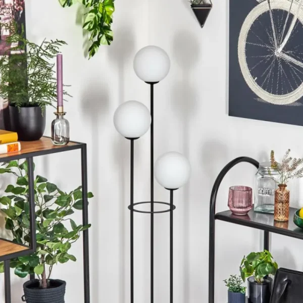 hofstein Gastor Lampadaire 30 cm Bois clair, Noir, 3 lumières* Lampes Modernes