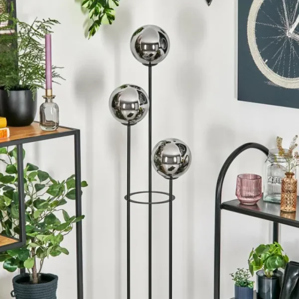 hofstein Gastor Lampadaire 25 cm Bois clair, Noir, 3 lumières* Lampes Modernes