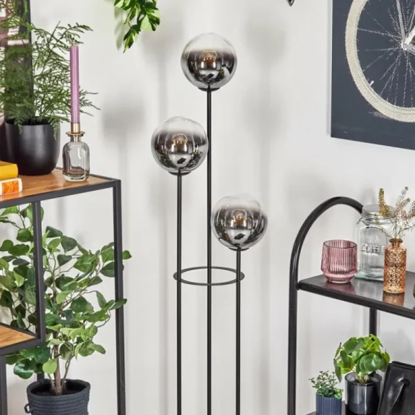 hofstein Gastor Lampadaire 30 cm Bois foncé, Noir, 3 lumières* Lampes Modernes