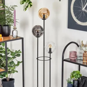 hofstein Gastor Lampadaire 30 cm Bois clair, Noir, 3 lumières* Lampes Modernes