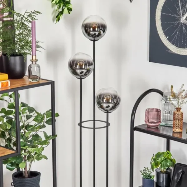 hofstein Gastor Lampadaire 30 cm Bois clair, Noir, 3 lumières* Lampes Modernes