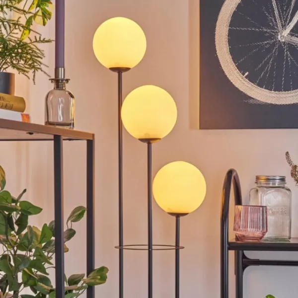 hofstein Gastor Lampadaire 30 cm Bois clair, Noir, 3 lumières* Lampes Modernes