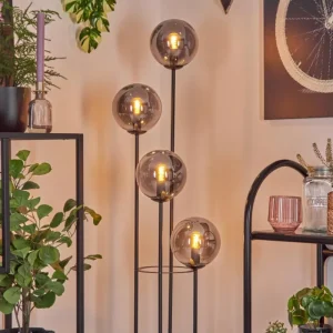 hofstein Gastor Lampadaire 30 cm Bois foncé, Noir, 4 lumières* Lampes Modernes