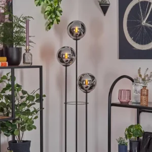 hofstein Gastor Lampadaire 25 cm Bois clair, Noir, 3 lumières* Lampes Modernes