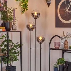 hofstein Gastor Lampadaire 30 cm Bois foncé, Noir, 3 lumières* Lampes Modernes