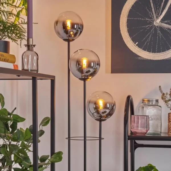 hofstein Gastor Lampadaire 30 cm Bois clair, Noir, 3 lumières* Lampes Modernes