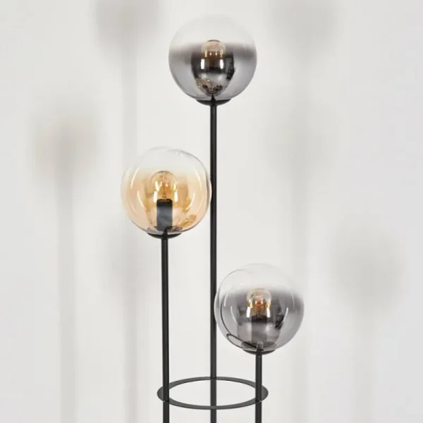 hofstein Gastor Lampadaire 30 cm Bois foncé, Noir, 3 lumières* Lampes Modernes