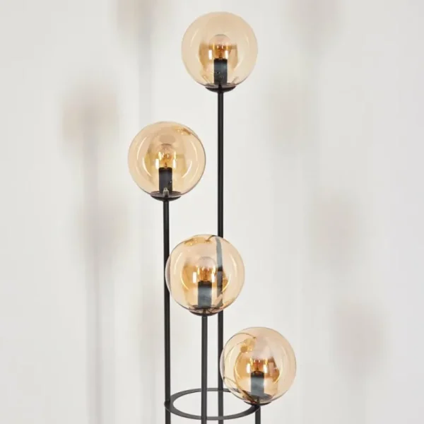 hofstein Gastor Lampadaire 30 cm Bois foncé, Noir, 4 lumières* Lampes Modernes