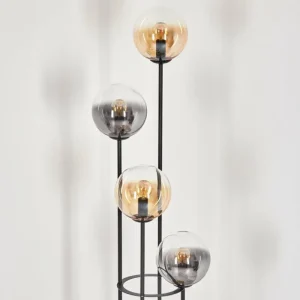 hofstein Gastor Lampadaire 30 cm Bois foncé, Noir, 4 lumières* Lampes Modernes