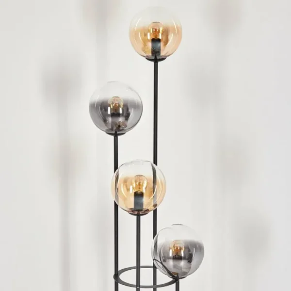 hofstein Gastor Lampadaire 30 cm Bois foncé, Noir, 4 lumières* Lampes Modernes