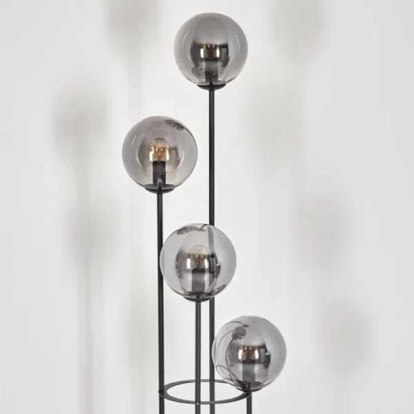 hofstein Gastor Lampadaire 30 cm Bois foncé, Noir, 4 lumières* Lampes Modernes