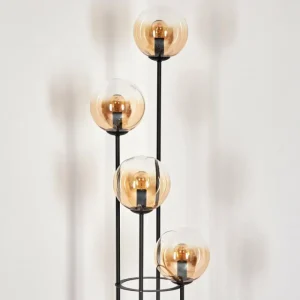 hofstein Gastor Lampadaire 30 cm Bois clair, Noir, 4 lumières* Lampes Modernes