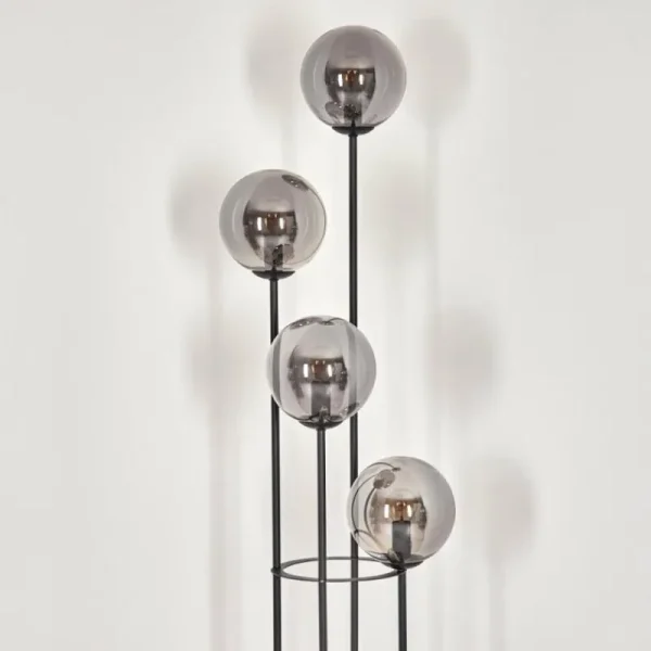 hofstein Gastor Lampadaire 30 cm Bois clair, Noir, 4 lumières* Lampes Modernes