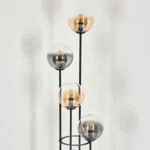 hofstein Gastor Lampadaire 30 cm Bois clair, Noir, 4 lumières* Lampes Modernes