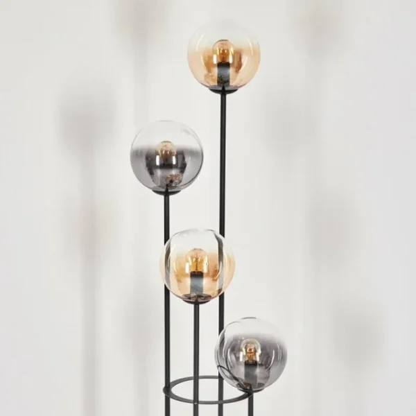 hofstein Gastor Lampadaire 30 cm Bois clair, Noir, 4 lumières* Lampes Modernes