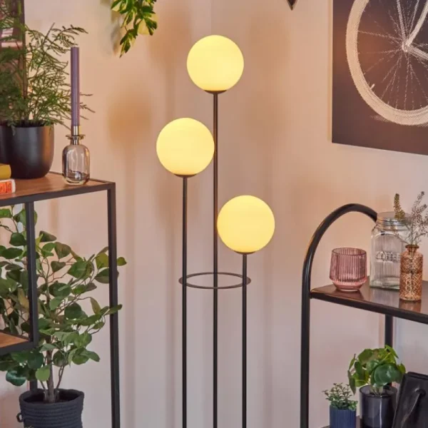 hofstein Gastor Lampadaire 30 cm Bois clair, Noir, 3 lumières* Lampes Modernes