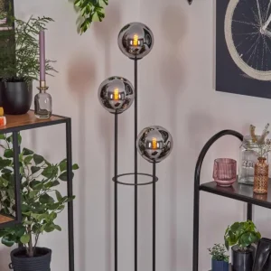 hofstein Gastor Lampadaire 25 cm Bois clair, Noir, 3 lumières* Lampes Modernes
