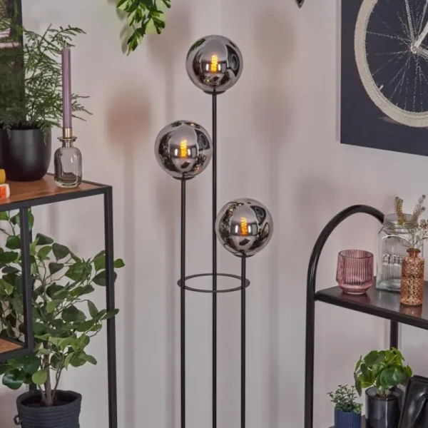 hofstein Gastor Lampadaire 25 cm Bois clair, Noir, 3 lumières* Lampes Modernes