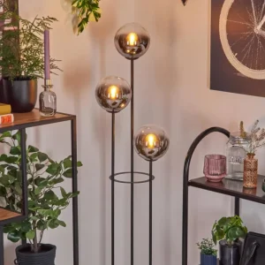 hofstein Gastor Lampadaire 30 cm Bois clair, Noir, 3 lumières* Lampes Modernes