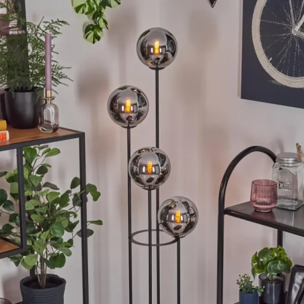 hofstein Gastor Lampadaire 30 cm Chrome, Fumé, 4 lumières* Lampes Modernes