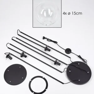 hofstein Gastor Lampadaire 30 cm Clair, 4 lumières* Lampes En Verre