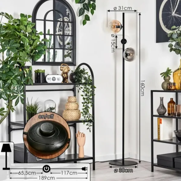 hofstein Gastor Lampadaire 31 cm Noir, 3 lumières* Lampes Modernes