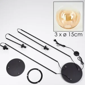 hofstein Gastor Lampadaire 25 cm Noir, 3 lumières* Lampes En Verre